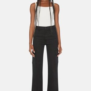 MOTHER Black High-Rise Flare Cargo Jeans